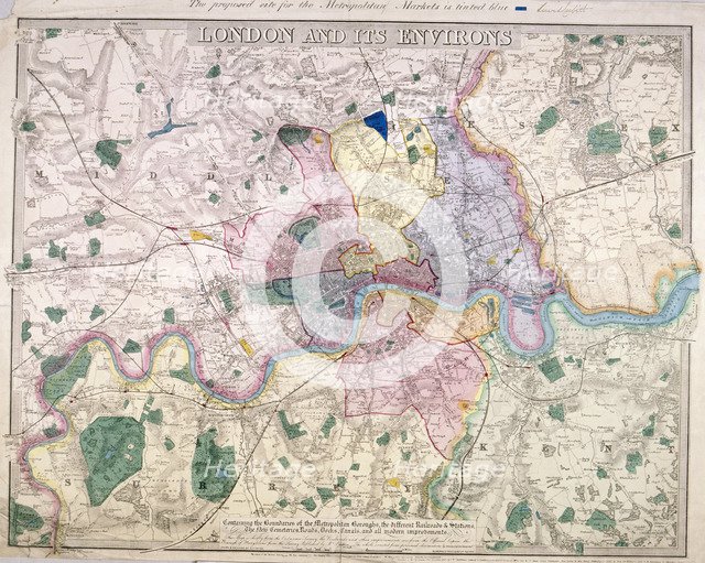 General Map of London, 1847. Artist: Benjamin Rees Davies