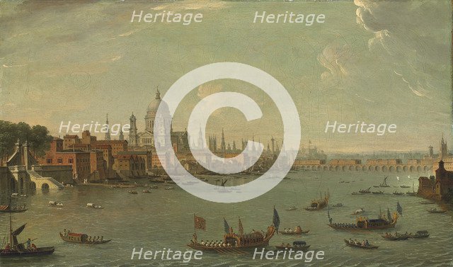 Four views of London: The Thames looking towards St. Pauls. Artist: Joli, Antonio (1700-1777)