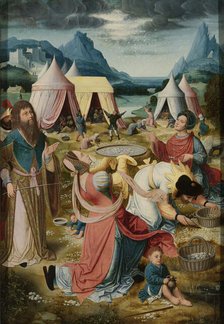 Gathering of Manna (inner, right wing of a triptych), c.1510-c.1520. Creator: Anon.