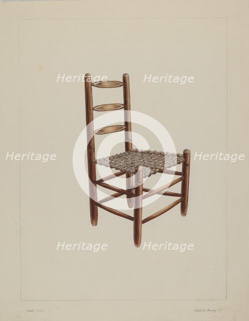 Wooden chair, probably 1938. Creator: Clyde L. Cheney.