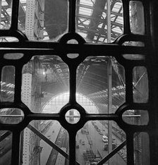 View of St Pancras Station through a leaded window, London, 1960-1972. Artist: John Gay