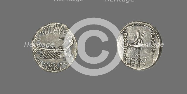 Denarius (Coin) Depicting a Galley, 32-31 BCE. Creator: Unknown.