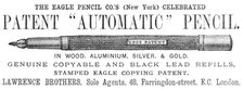 The Eagle Pencil Co.'s Celebrated Patent "Automatic" Pencil, 1883. Creator: Unknown.