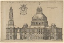 Antonio da Sangallo's project for St Peter's, plan of the façade extended to the left w..., 1540-49. Creator: Unknown.