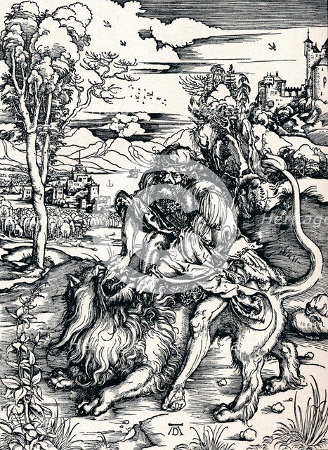'Samson Rending the Lion', 1497 (1906). Artist: Albrecht Durer.