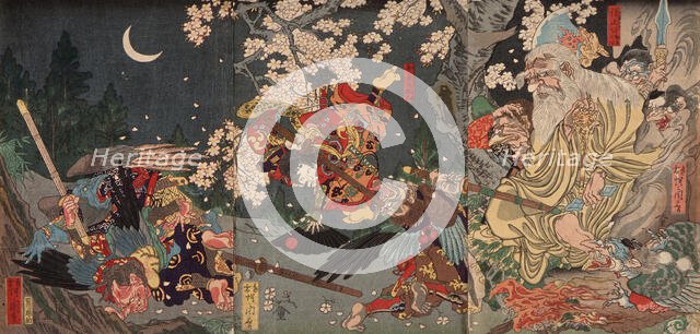 Yoshitsune Training with the Tengu Sojobo, 1863. Creator: Kawanabe Kyosai.