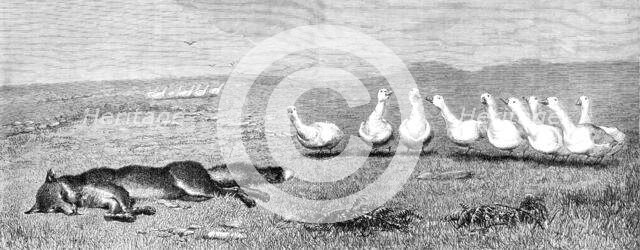 "A Game of Fox and Geese," by B. Riviere, 1870. Creator: Unknown.