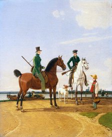 Hunter and Lord at the River Isar with View of Munich, 1823. Creator: Wilhelm von Kobell (German, 1766-1853).