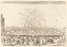 Fireworks on the Arno, Florence, c. 1622. Creator: Jacques Callot.