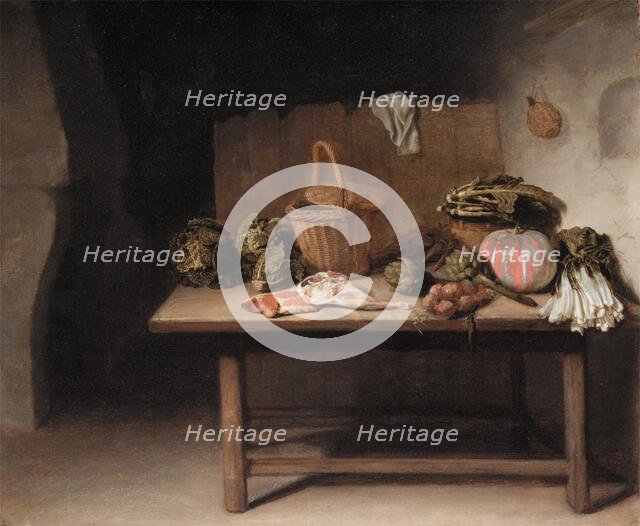 Interior with a Still Life on a Work Table, between 1655 and 1665. Creator: Hendrik Martensz. Sorgh.