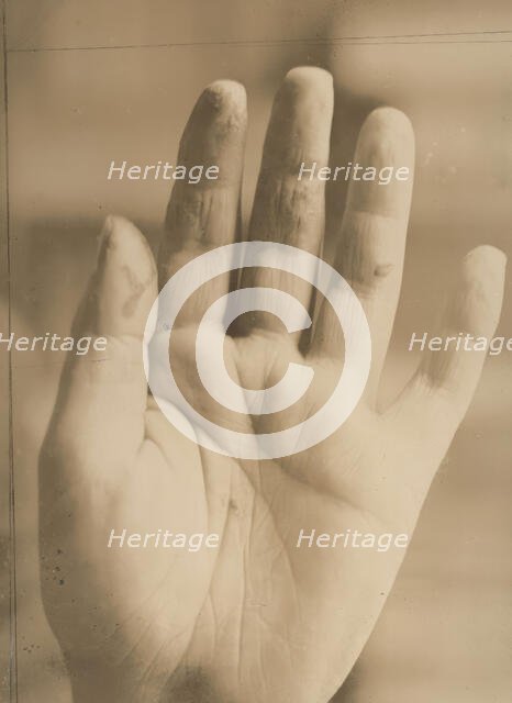 August Strindberg's hand with the inscription "Photographie aufgenommen im Hôpital Saint..., 1895. Creator: Julien Leclercq.
