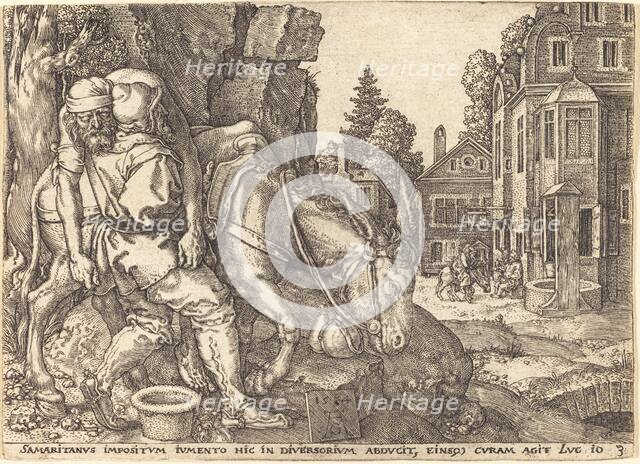 The Good Samaritan Placing the Traveler on a Mule, 1554. Creator: Heinrich Aldegrever.