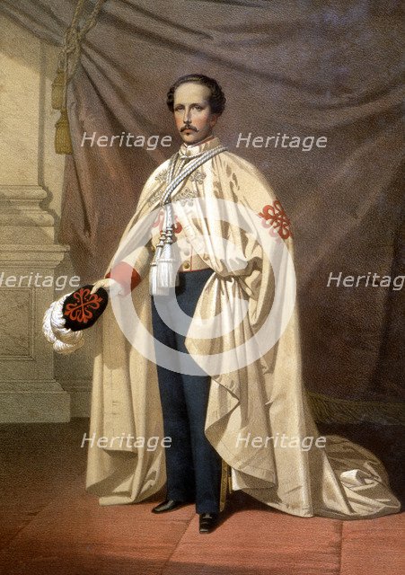 Francis King of Spain, the husband of Isabella II, wearing the uniform of the Order of Calatrava…