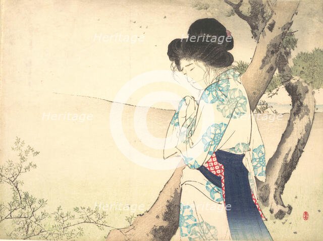 The Mad Woman of Yawata (Yawata no kyojo) from kuchie (frontispiece) of a novel, ca. 1905. Creator: Mizuno Toshikata.