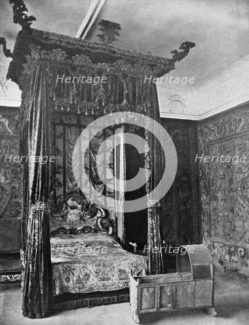 Queen Elizabeth's bed, Haddon Hall, Derbyshire, 1924-1926. Artist: Unknown