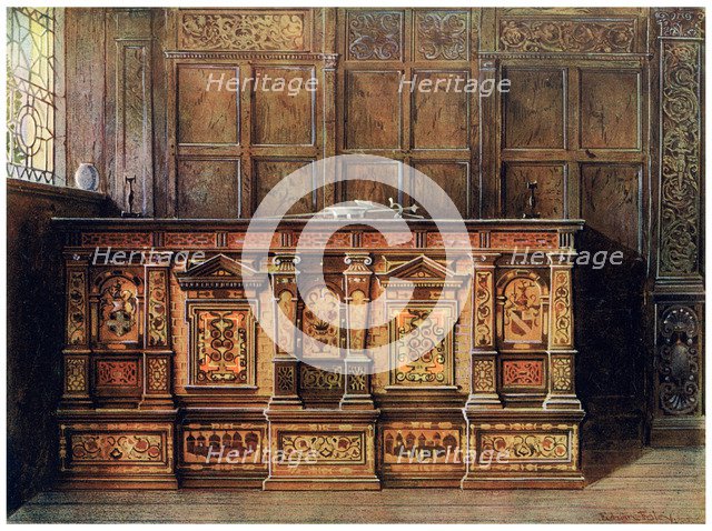 Inlaid muniment chest, 1910.Artist: Edwin Foley