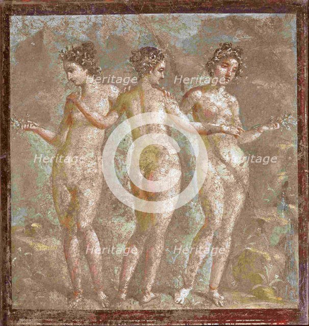 The Three Graces, 1st century. Creator: Roman-Pompeian wall painting ().