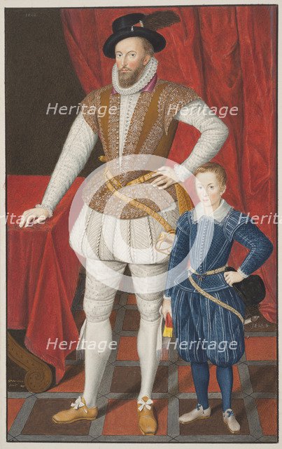 Sir Walter Raleigh and son, 1602. Artist: Anonymous  