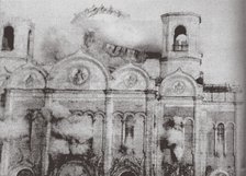 The Demolition of the Cathedral of Christ the Saviour in Moscow, 1931. Artist: Ilf, Ilya Arnoldovich (1897-1937)