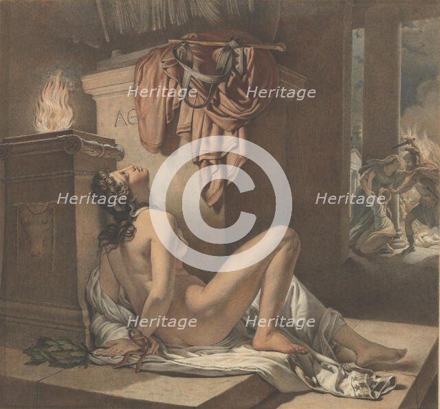 Cassandra Imploring Athena for Revenge Against Ajax, 1795-1838. Creator: Jérome Martin Langlois the Younger.