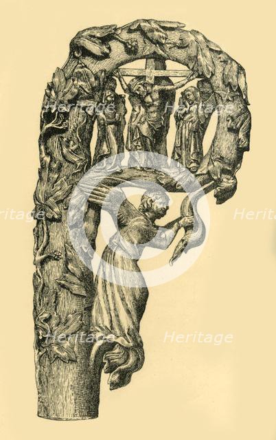 Crucifixion scene, crozier, 1330-1340, (1881). Creator: W Wise.