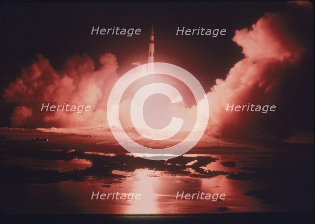 Launch of the Apollo 17 mission, 1972. Artist: Unknown