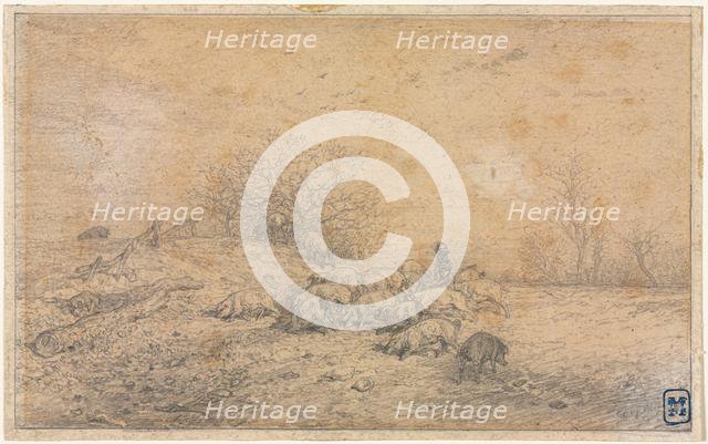 Herd of Pigs, c. 1845. Creator: Charles-Émile Jacque (French, 1813-1894).