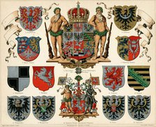 Coat of arms of the Kingdom of Prussia and provinces (Meyers Großes Konversations-Lexikon), 1883. Creator: Anonymous.