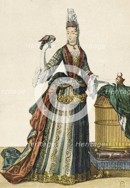 Walking and Evening Dress, between circa 1695 and circa 1702. Creator: Nicolas Bonnart.