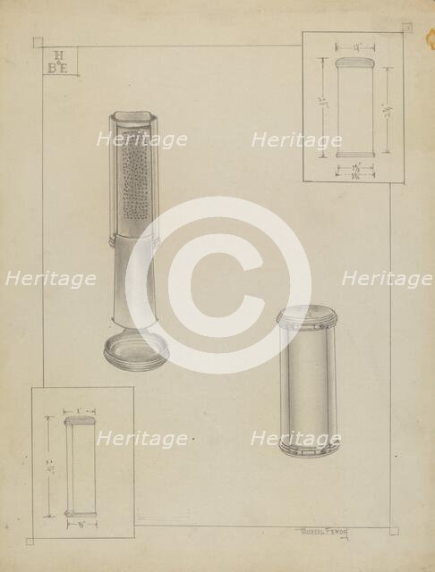 Silver Nutmeg Grater, c. 1936. Creator: Michael Fenga.