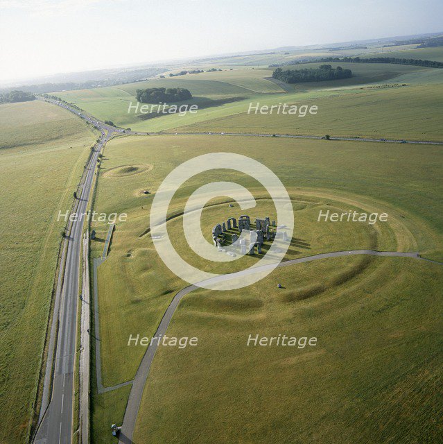Stonehenge from the air, Wiltshire. Artist: Unknown.