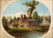 Assiniboin Encampment on the Upper Missouri, between 1860 and 1870. Creator: John Mix Stanley.