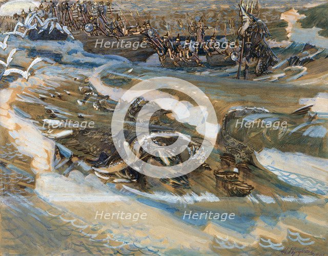 Illustration for the Fairy tale of the Tsar Saltan by A. Pushkin, 1901. Artist: Vrubel, Mikhail Alexandrovich (1856-1910)