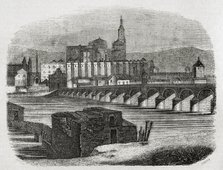 Roman Bridge over the Guadalquivir river, also called the Old Bridge, Cordoba, Spain, 1852. Creator: Ildefonso Cibera.