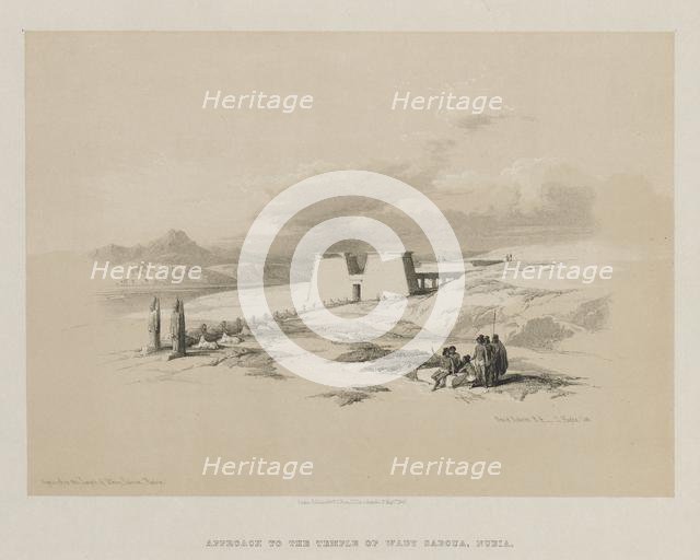 Egypt and Nubia, Volume I: Approach to the Temple of Wady Saboua, Nubia, 1847. Creator: Louis Haghe (British, 1806-1885); F.G.Moon, 20 Threadneedle Street, London.