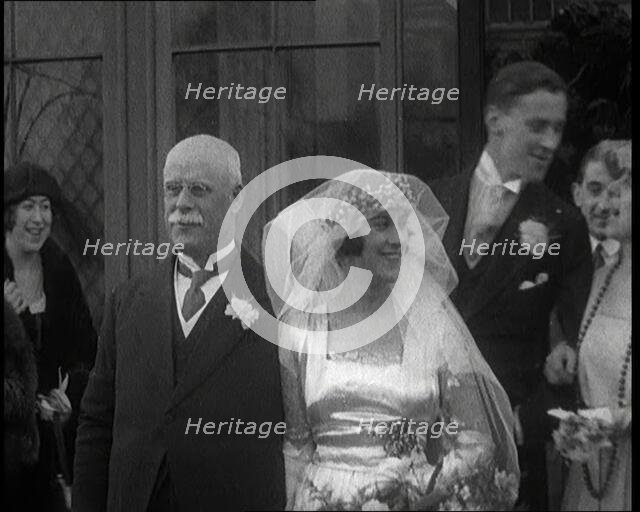 Family Gathering for Photographs at the Wedding of Beatrice Lillie and Sir Robert Peel..., 1920. Creator: British Pathe Ltd.