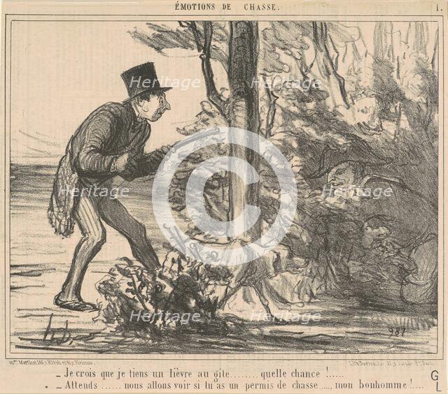 Je crois que je tiens un lièvre ..., 19th century. Creator: Honore Daumier.