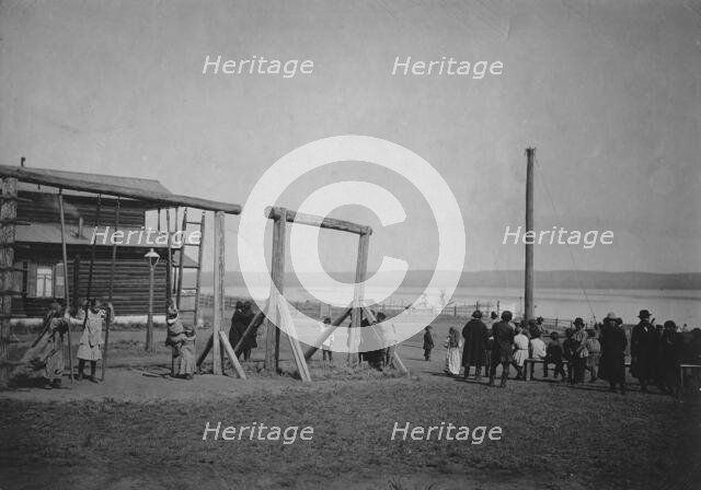 Children's playground on Lake Shira, 1900-1917. Creator: LI Vonago.