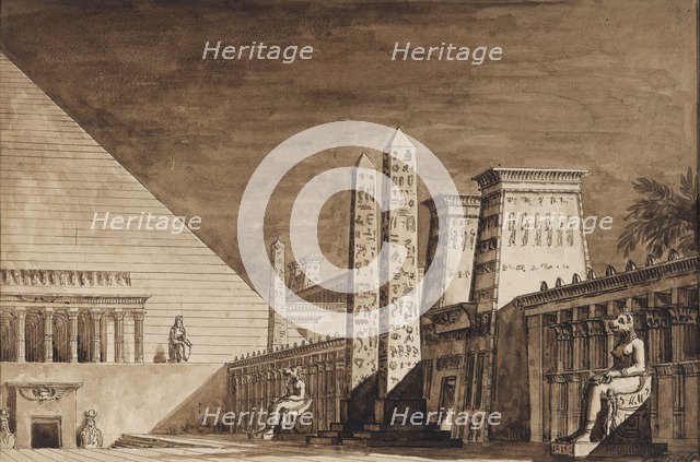 Stage design for the opera Semiramide by Gioachino Rossini, 1823.