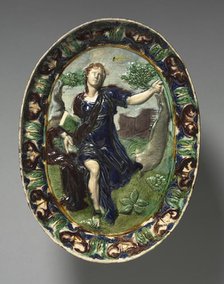 Oval Dish Depicting Cumaean Sibyl, late 1500s. Creator: Bernard Palissy (French, 1510-1589), circle of.