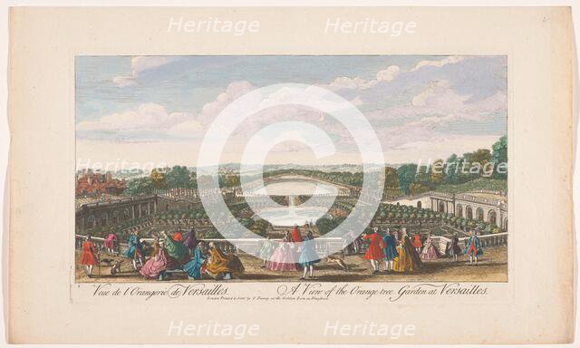 View of the orange trees in front of the Orangerie of the Palace of Versailles, 1700-1761. Creator: Unknown.