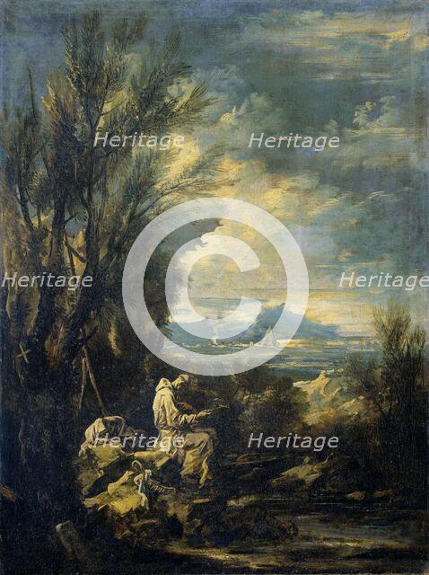 Landscape with Saint Bruno ?, 1700-1749. Creator: Alessandro Magnasco.