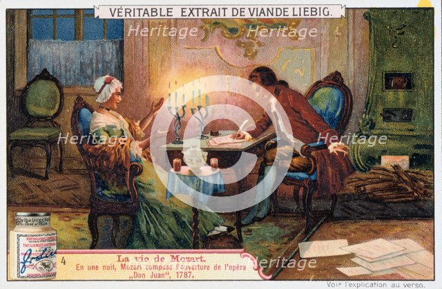 Mozart working on the overture for Don Giovanni, 1787, (1906). Artist: Unknown