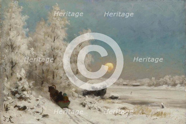Winter Night, Moon Rising, 1865-1900. Creator: August Fredrik Ahlstedt.
