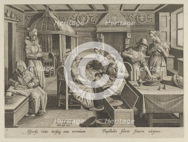 The Incubation of the Silkworm Eggs, Plate 3 from "The Introduction of the Silkworm" [..., ca. 1595. Creator: Karel van Mallery.