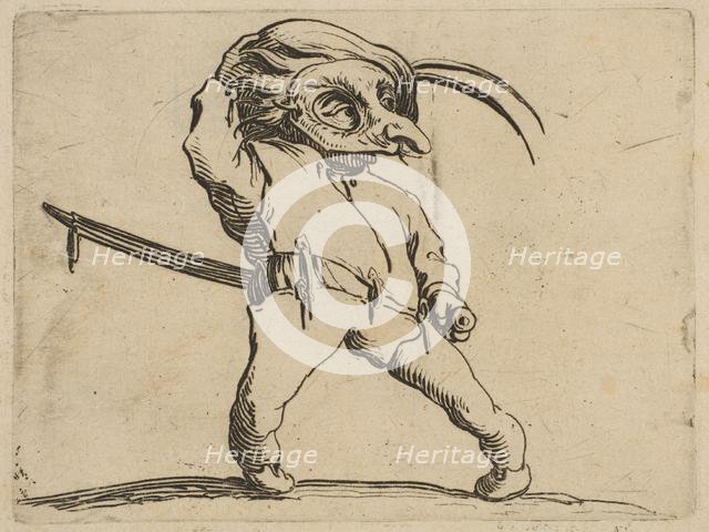 L'Homme Masqué aux Jambes Torses (The Masked Man with Crooked Legs), from Varie Figure ..., 1616-22. Creator: Jacques Callot.