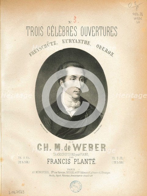 Cover of the Trois Célèbres Ouvertures by Carl Maria von Weber, 1869.