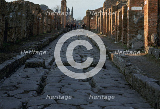Street in the Roman town of Pompeii, 1st century. Creator: Unknown.