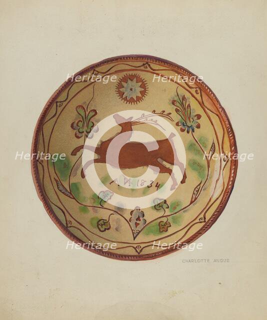 Pa. German Pie Plate, c. 1936. Creator: Charlotte Angus.