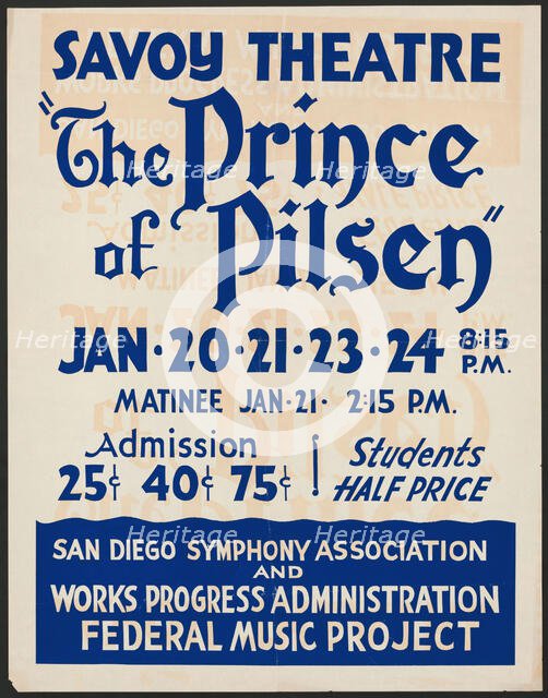The Prince of Pilsen, San Diego, [193-]. Creator: Unknown.